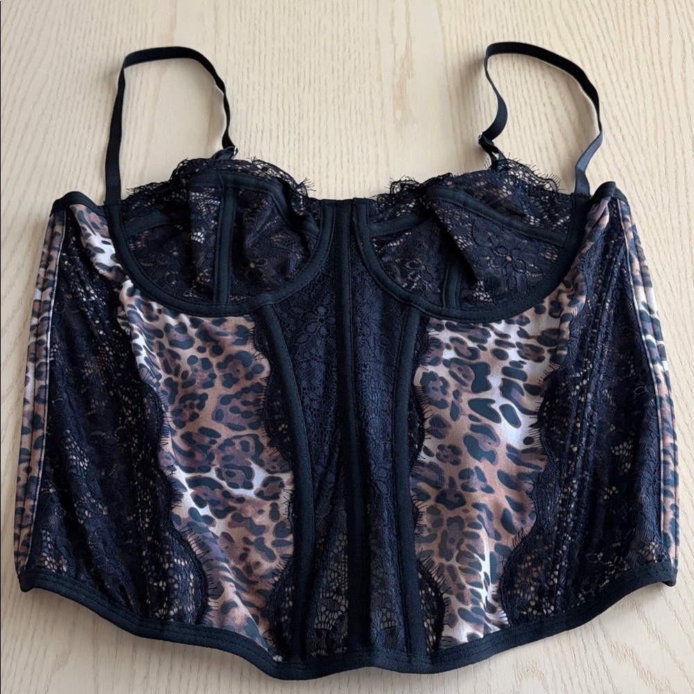 Leopard Print Lace Bustier